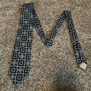 Bronzini Polyester Navy Blue Squares Neck Tie Men’s Accessory